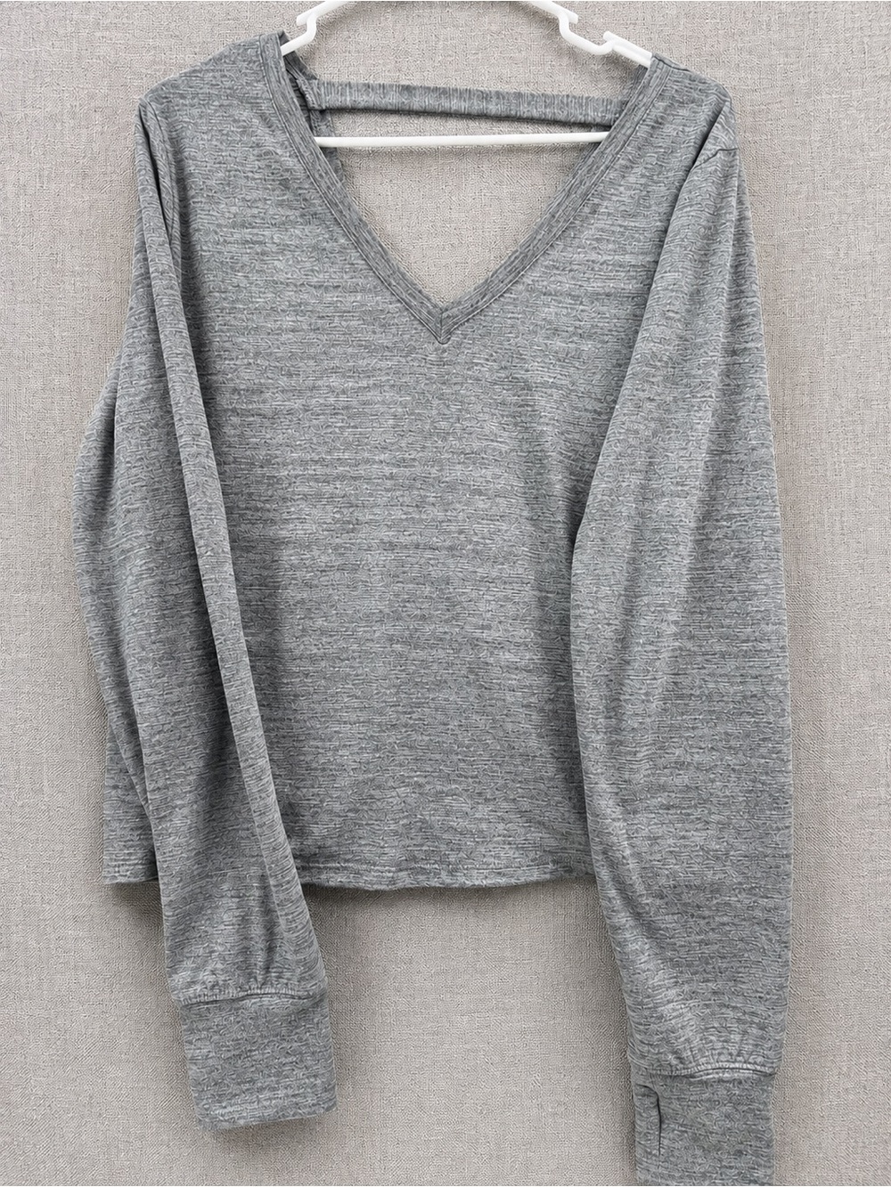 Cozy V-Neck Long Sleeve Sweatshirt - Gray